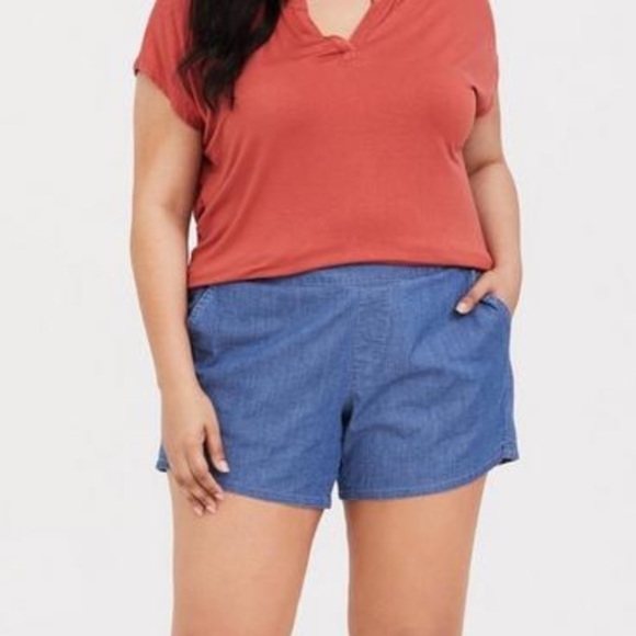 Torrid Blue Chambray Pull-On Shorts Size 0 Y - Picture 2 of 7